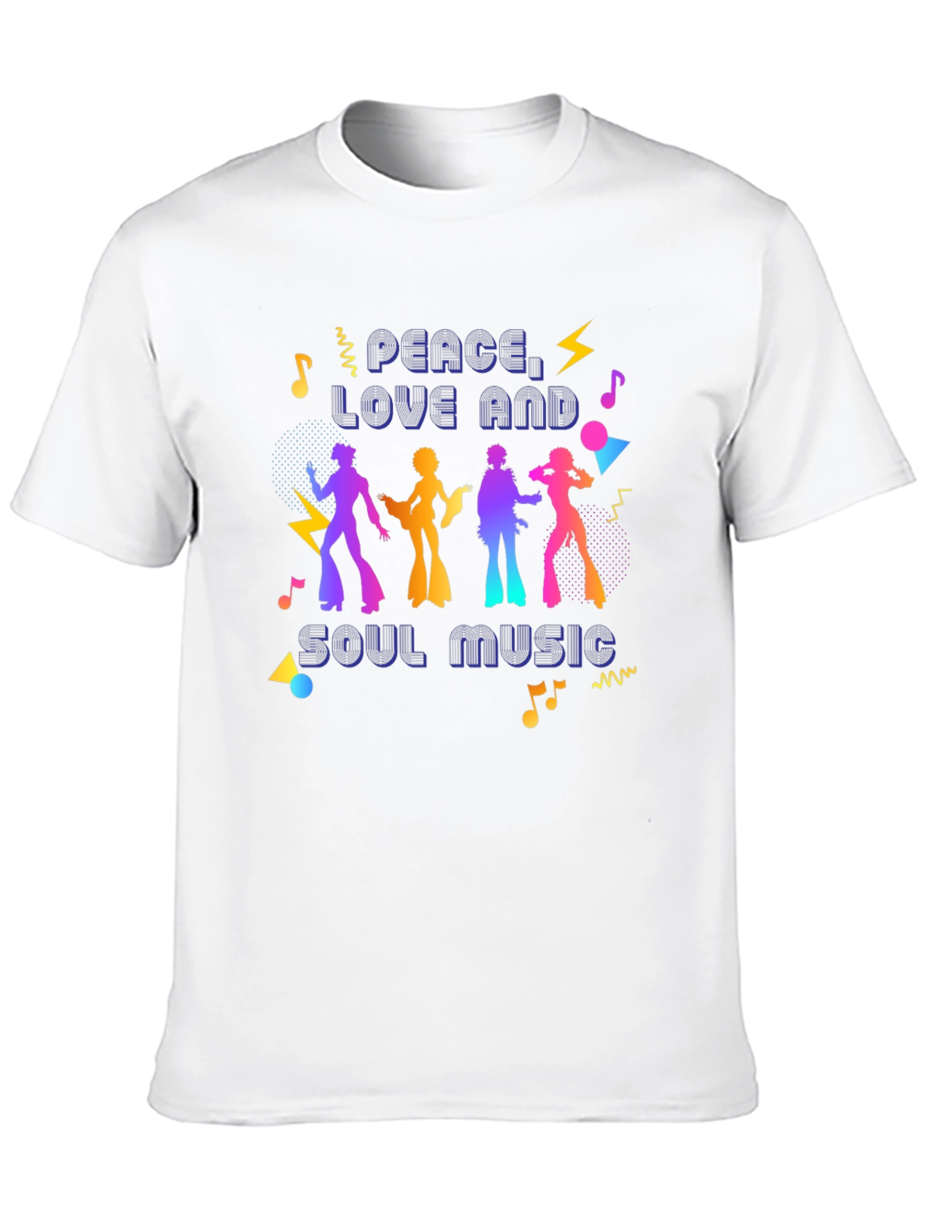 Camiseta Retro Peace Love Soul Music