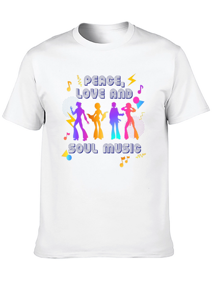 Camiseta Retro Peace Love Soul Music