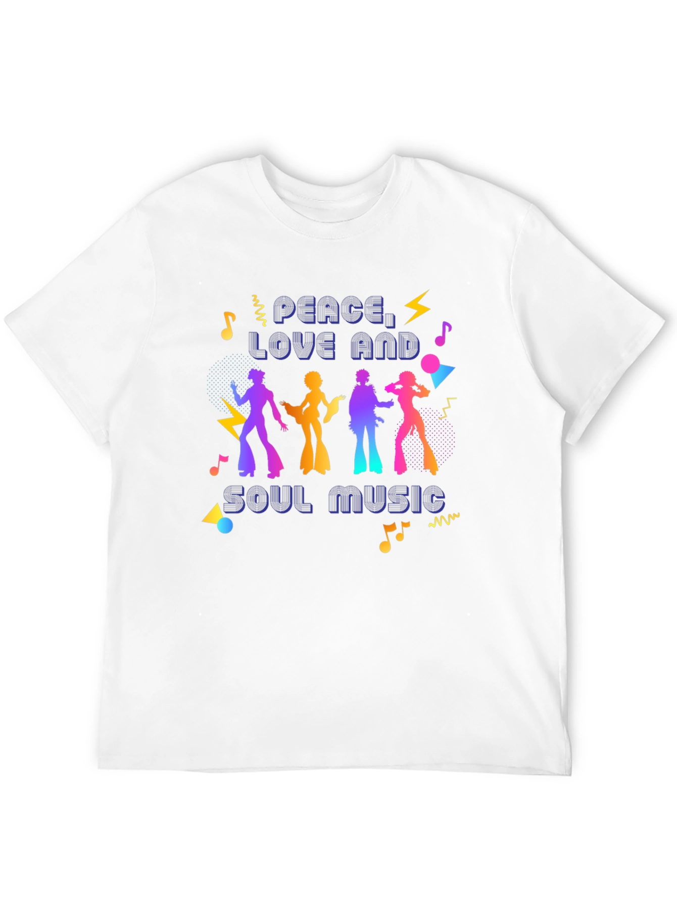 Camiseta Retro Peace Love Soul Music