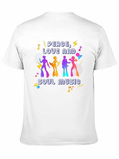 Camiseta Retro Peace Love Soul Music
