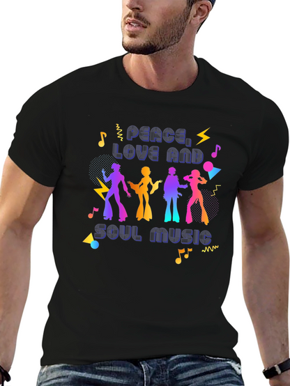 Camiseta Retro Peace Love Soul Music