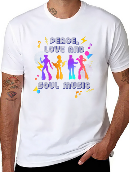 Camiseta Retro Peace Love Soul Music