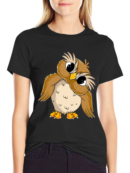 Camiseta Negra con Búho Adorable