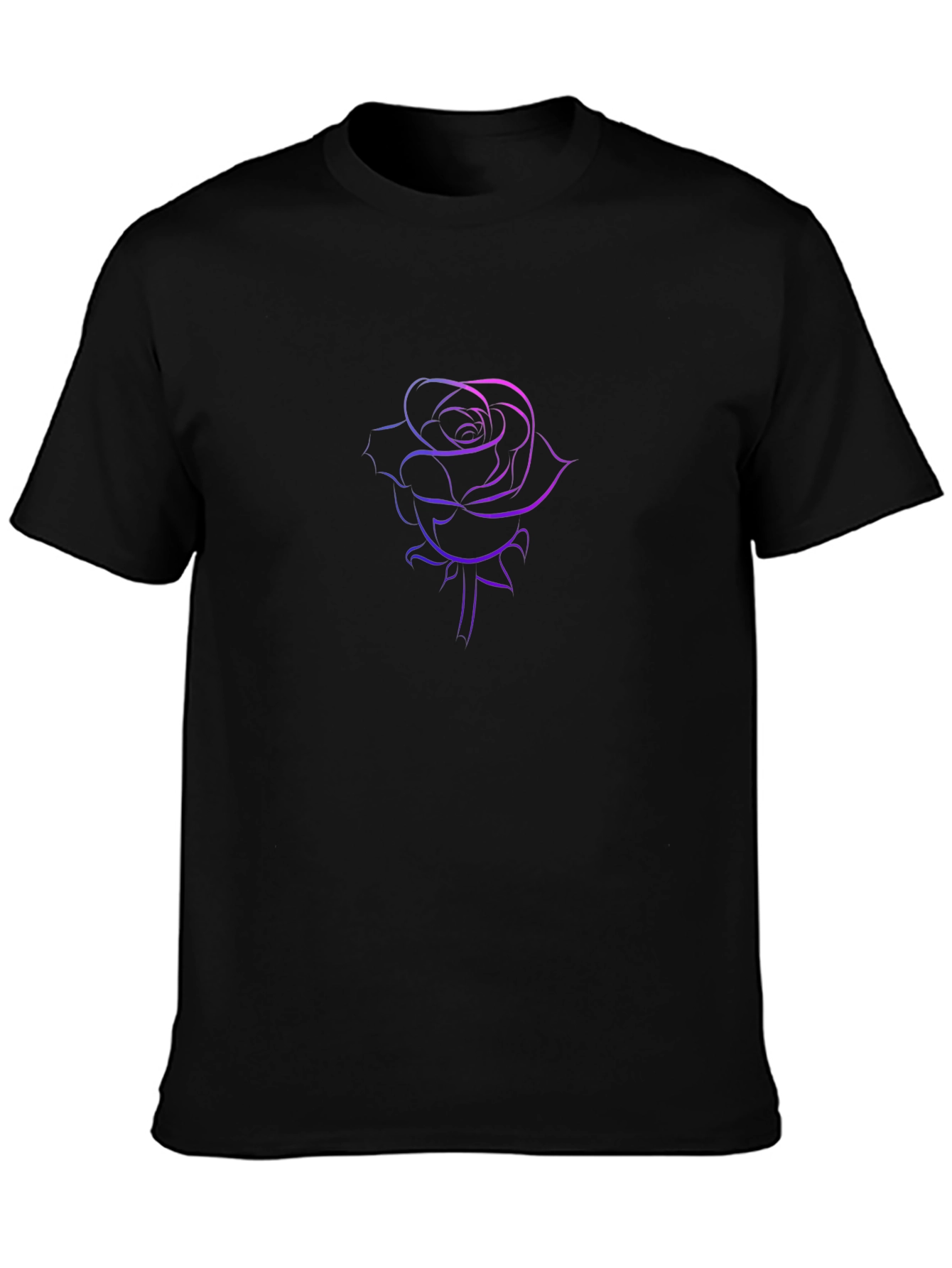 Camiseta Negra con Diseño de Rosa Degradada