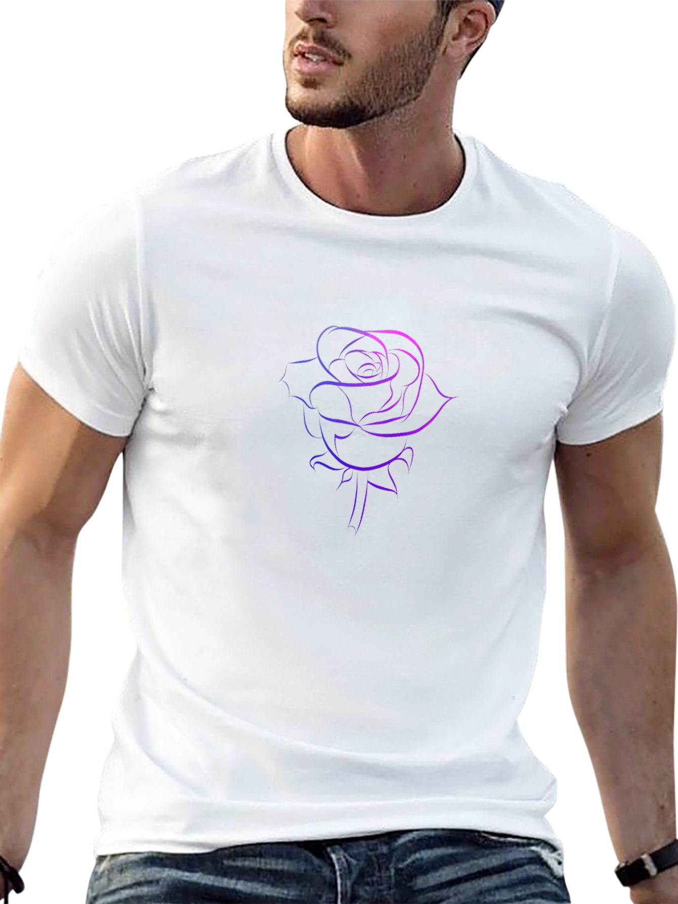 Camiseta Negra con Diseño de Rosa Degradada