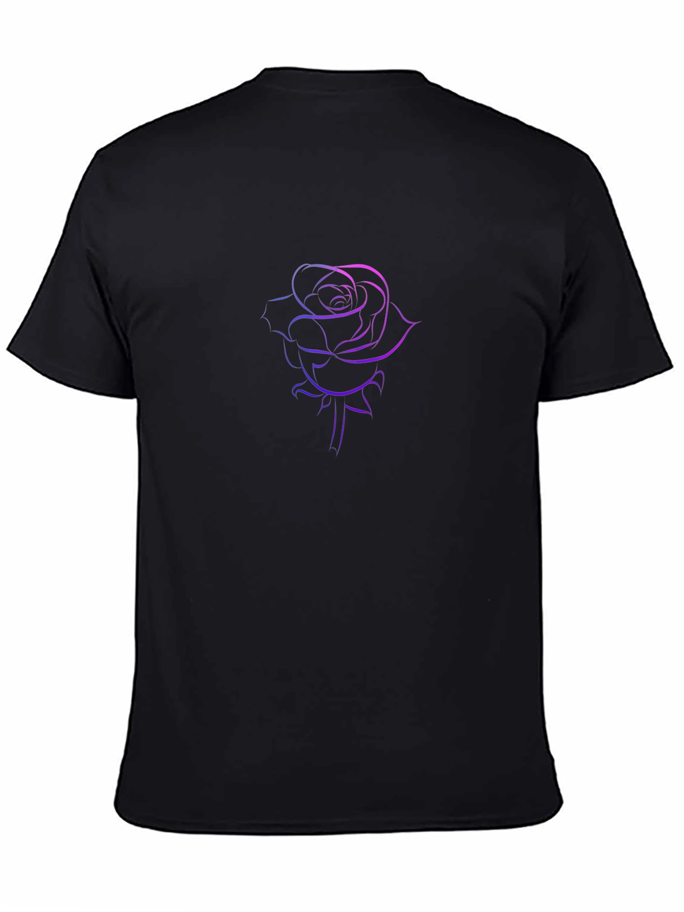 Camiseta Negra con Diseño de Rosa Degradada