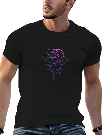 Camiseta Negra con Diseño de Rosa Degradada