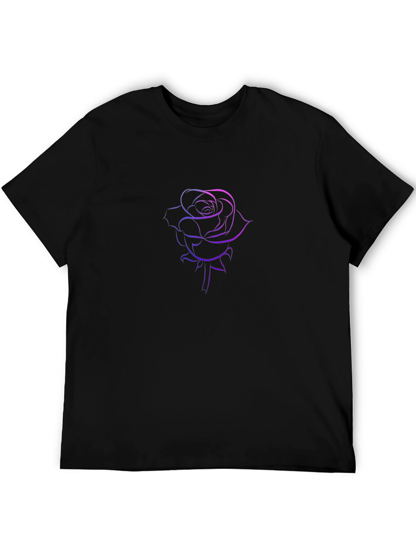 Camiseta Negra con Diseño de Rosa Degradada