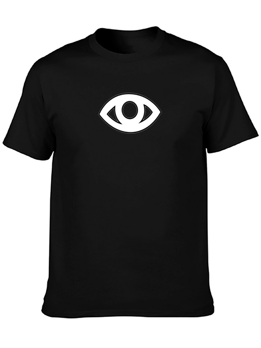 Camiseta Negra Ojo Blanco Minimalista Hombre Casual
