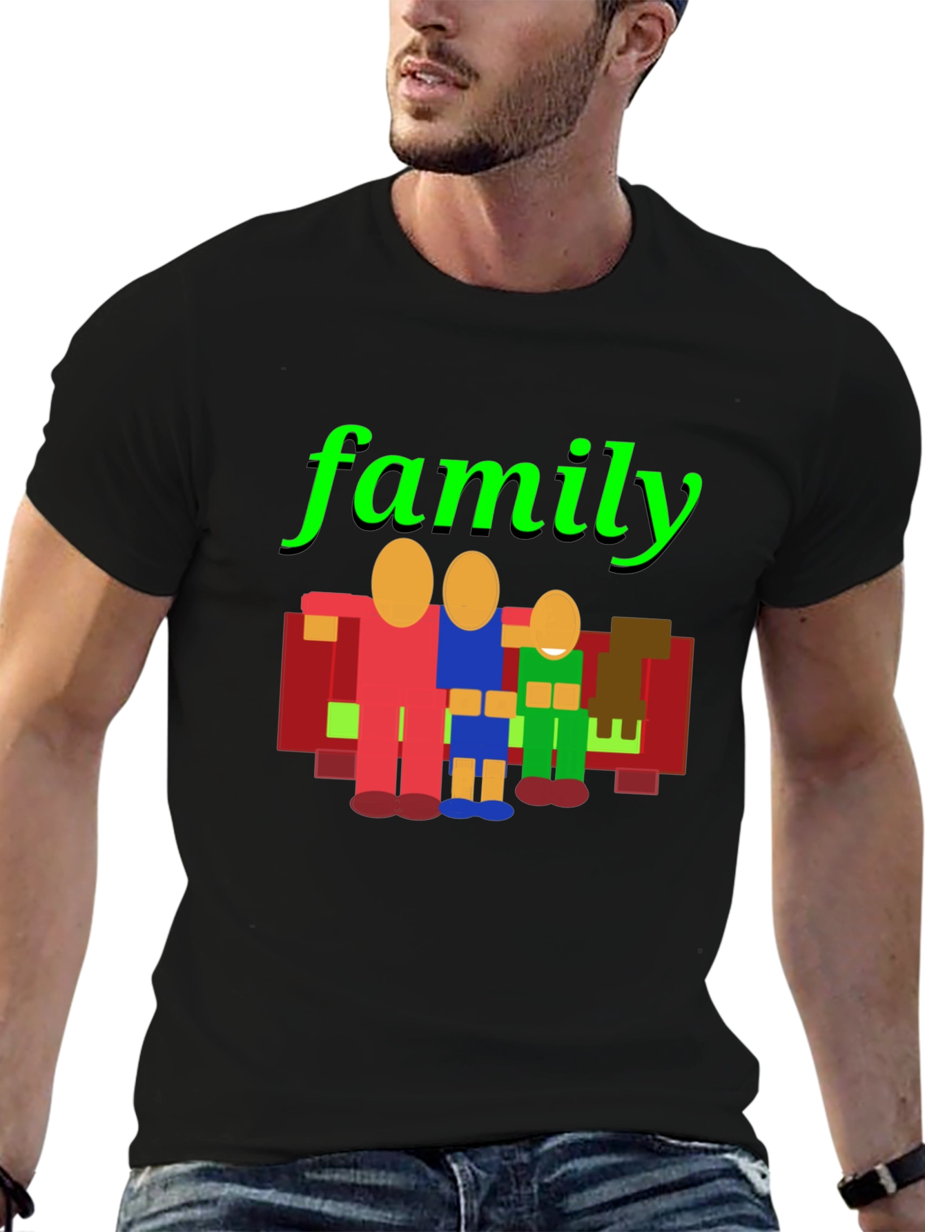 Camiseta Negra Familiar Gráfica