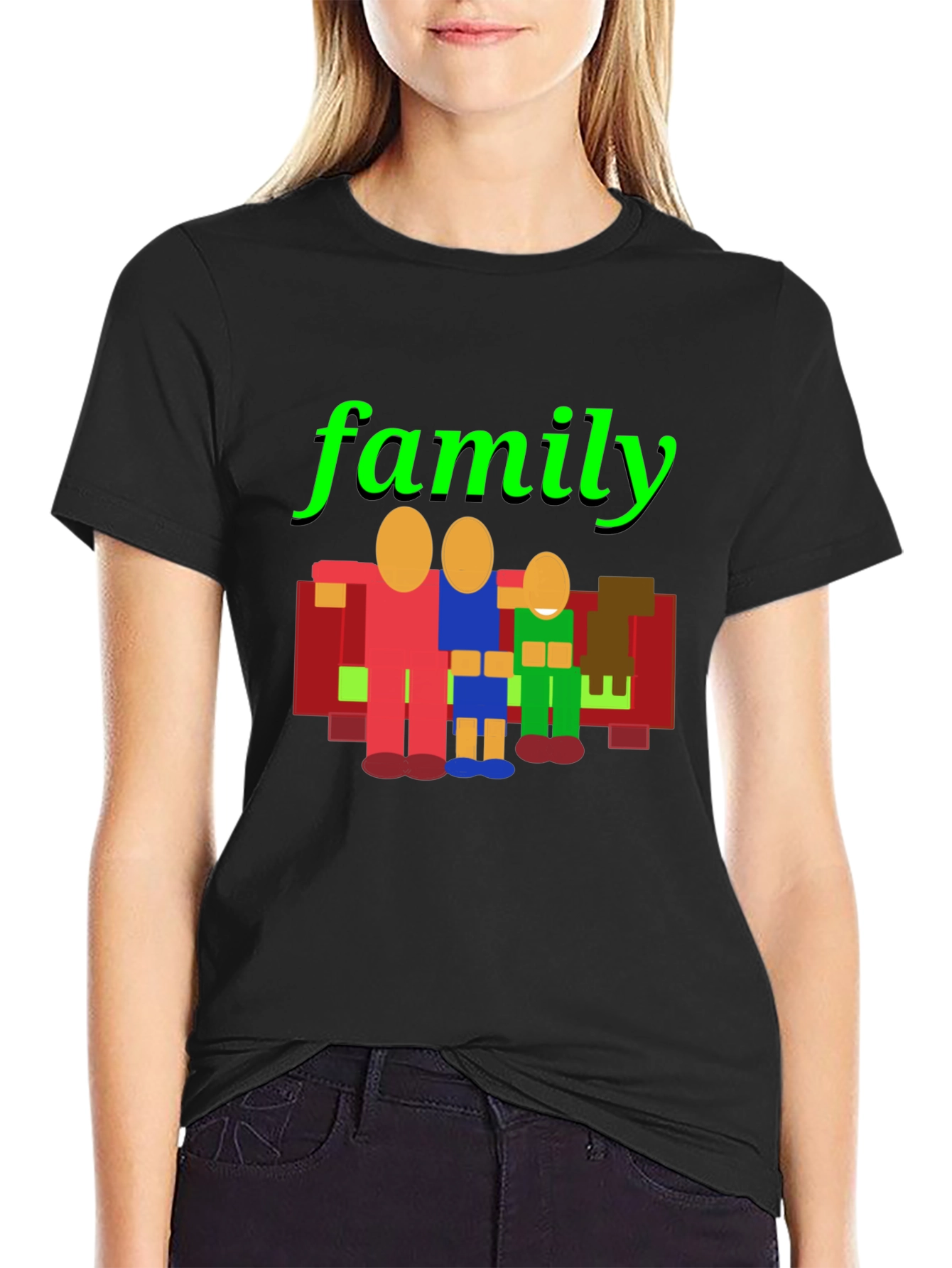 Camiseta Negra Familiar Gráfica
