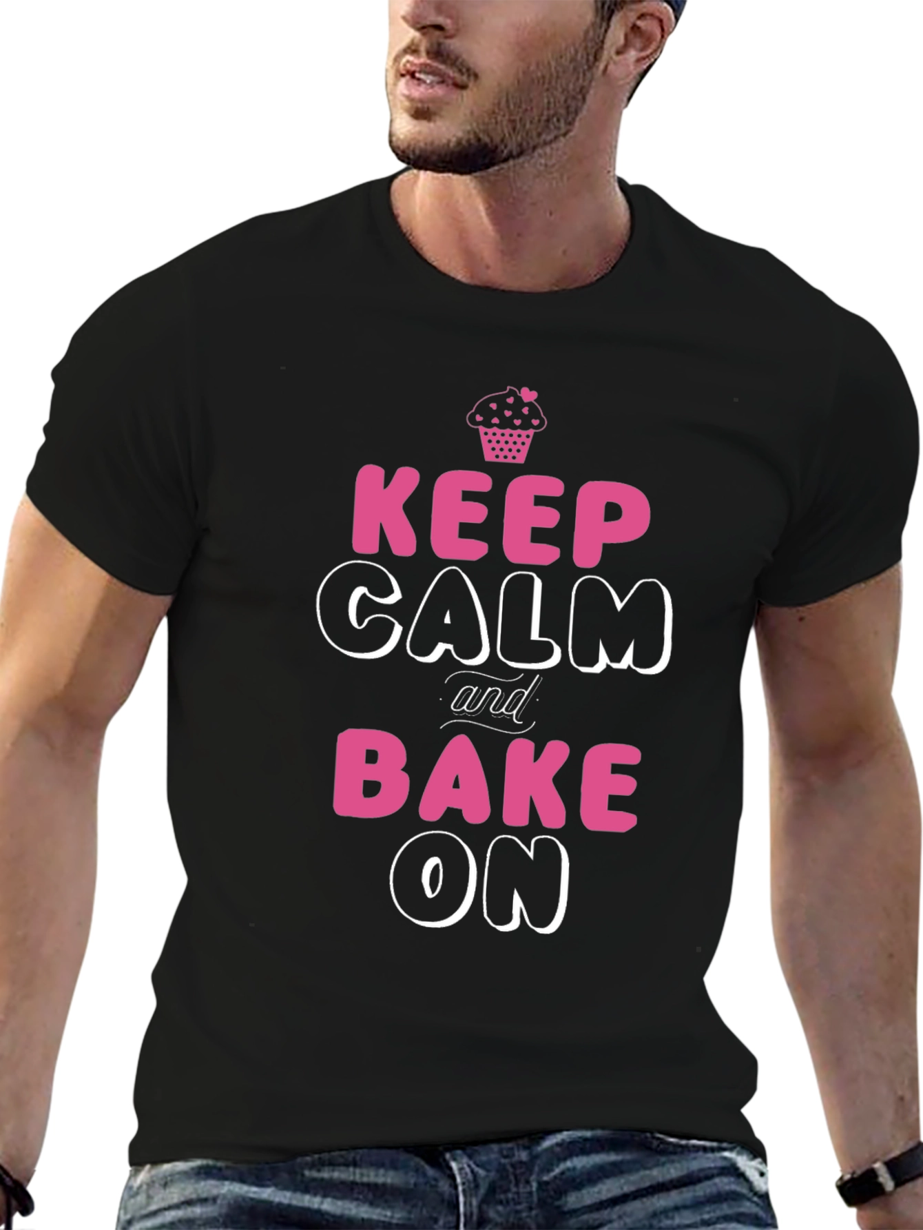 Camiseta Negra Keep Calm and Bake On