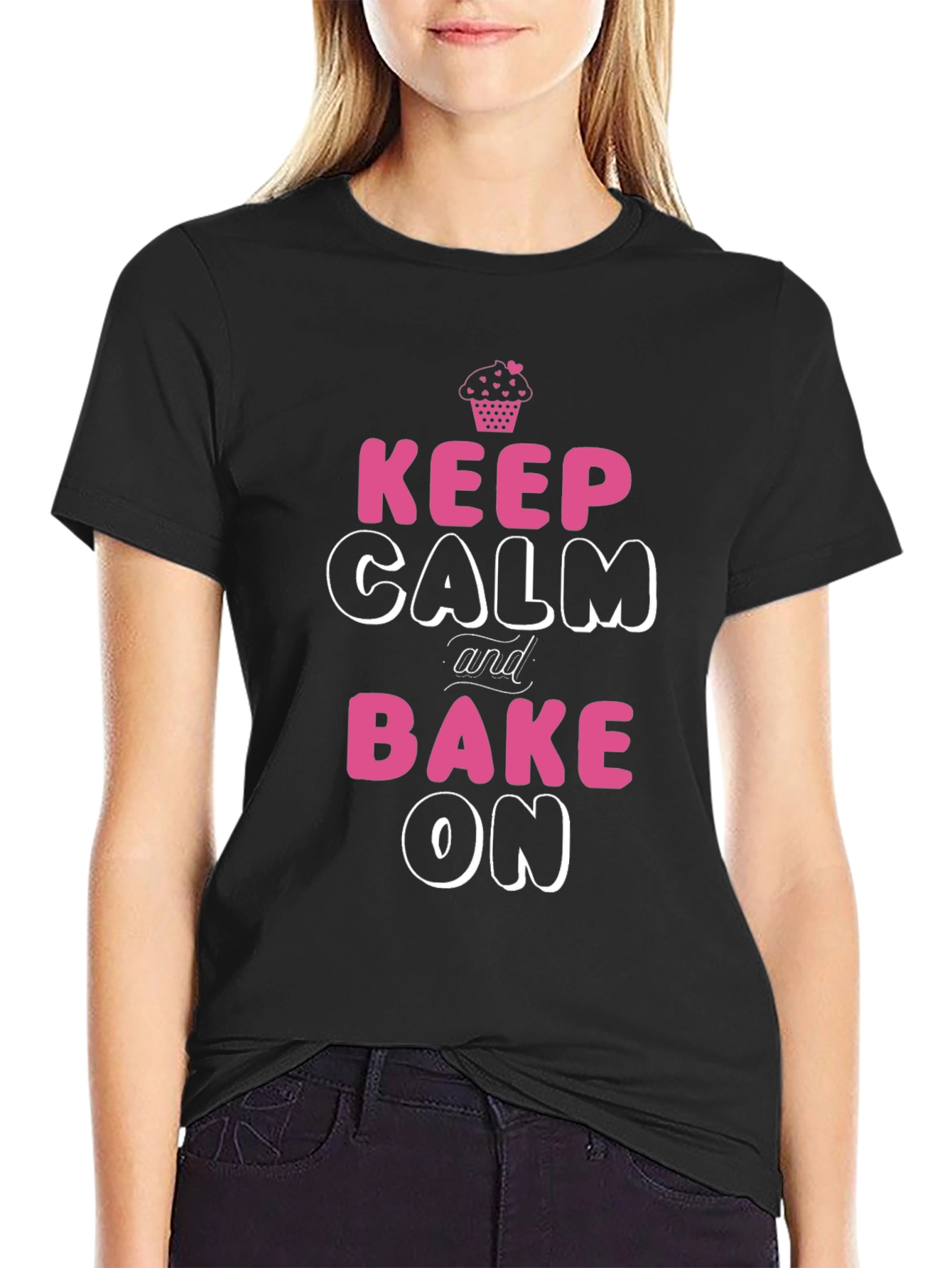 Camiseta Negra Keep Calm and Bake On