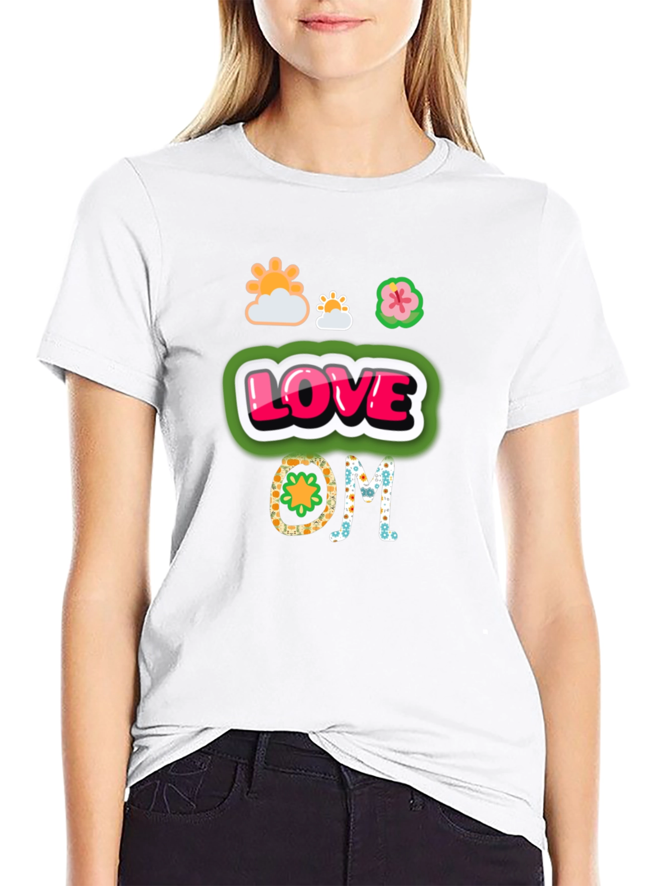 Camiseta Negra con Diseño de Amor y Om