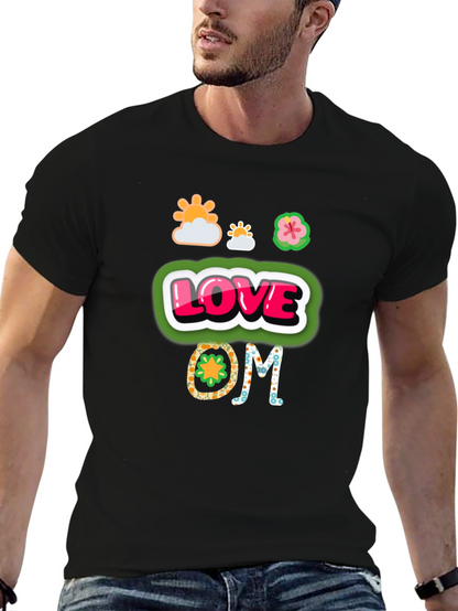 Camiseta Negra con Diseño de Amor y Om