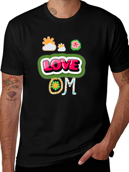 Camiseta Negra con Diseño de Amor y Om