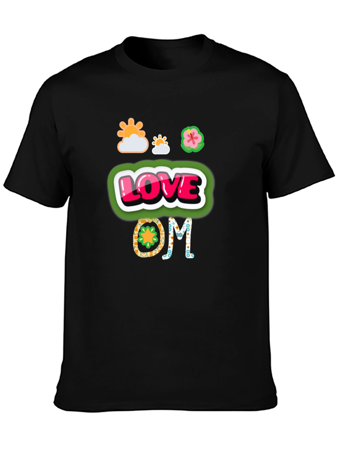 Camiseta Negra con Diseño de Amor y Om