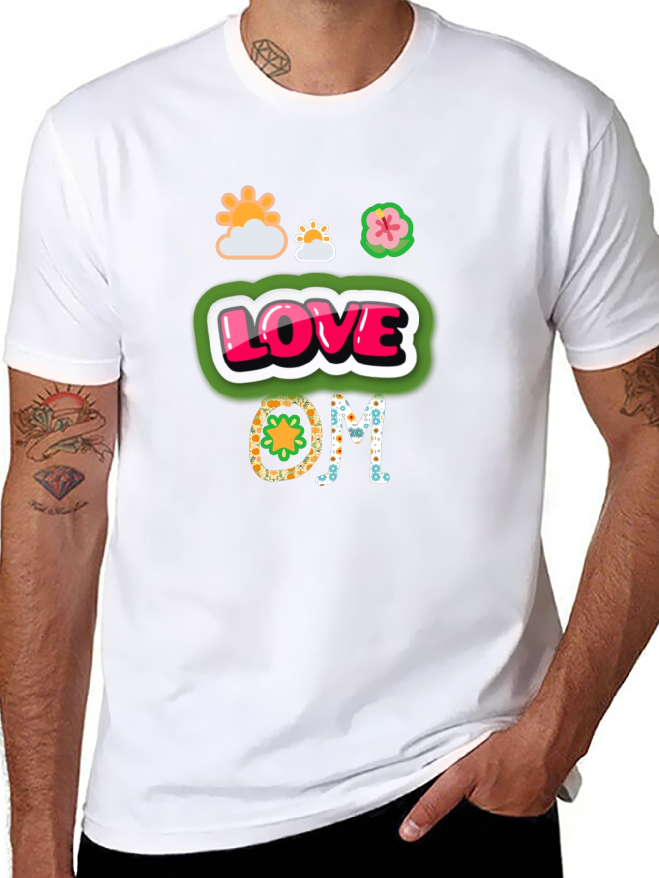 Camiseta Negra con Diseño de Amor y Om