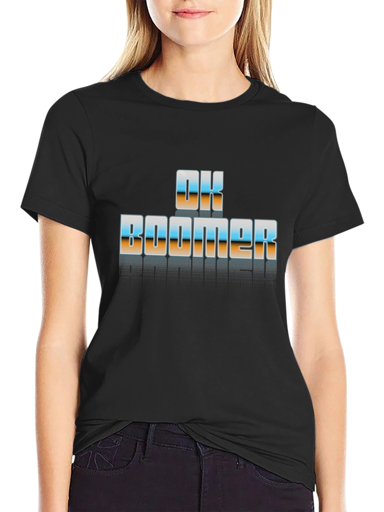 Camiseta Negra OK Boomer Retro Divertida