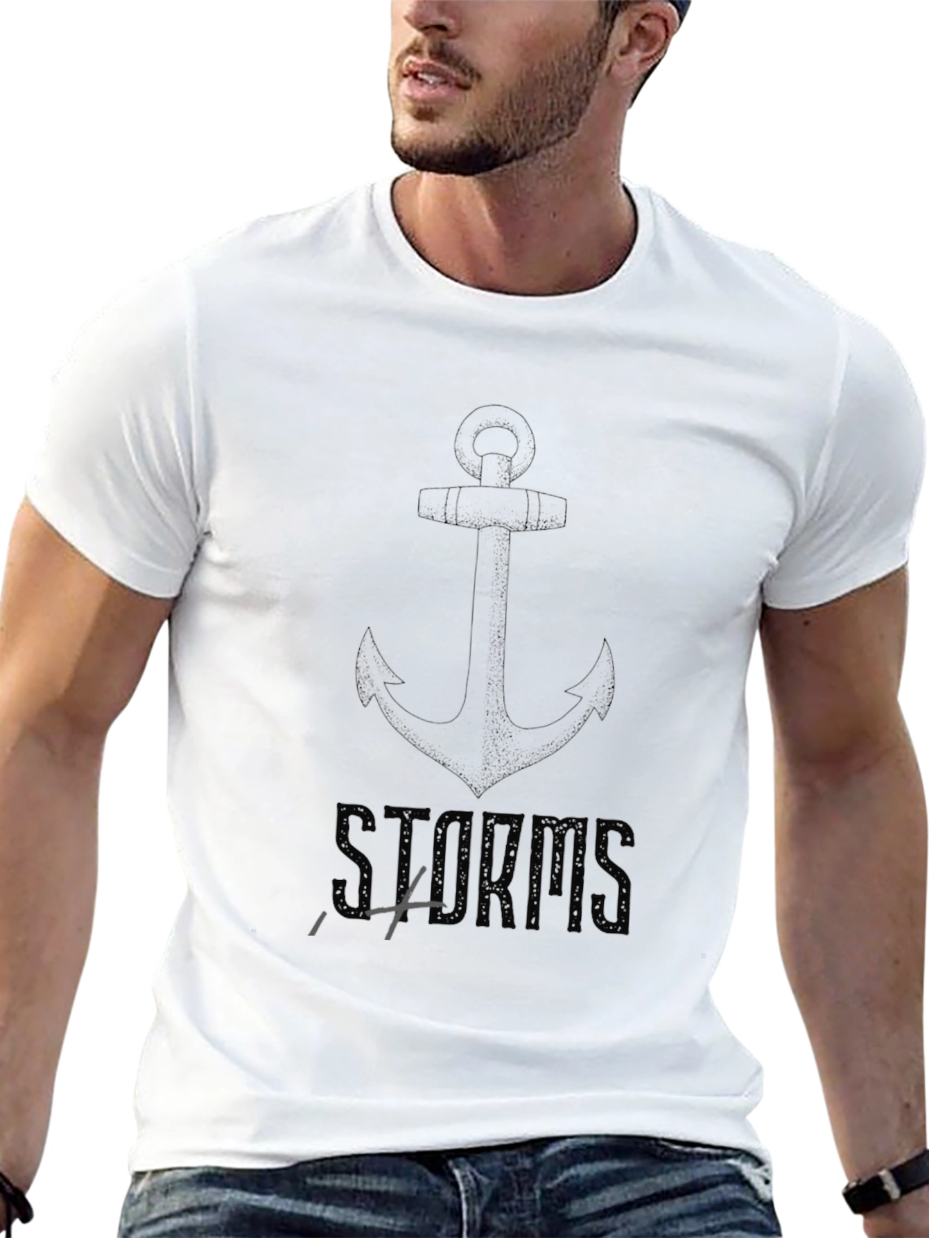 Camiseta Negra Ancla & Tormentas Casual