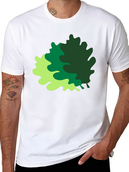 Camiseta Negra con Estampado de Hojas Abstractas