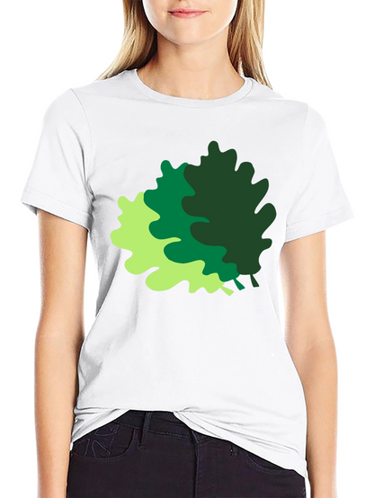 Camiseta Negra con Estampado de Hojas Abstractas