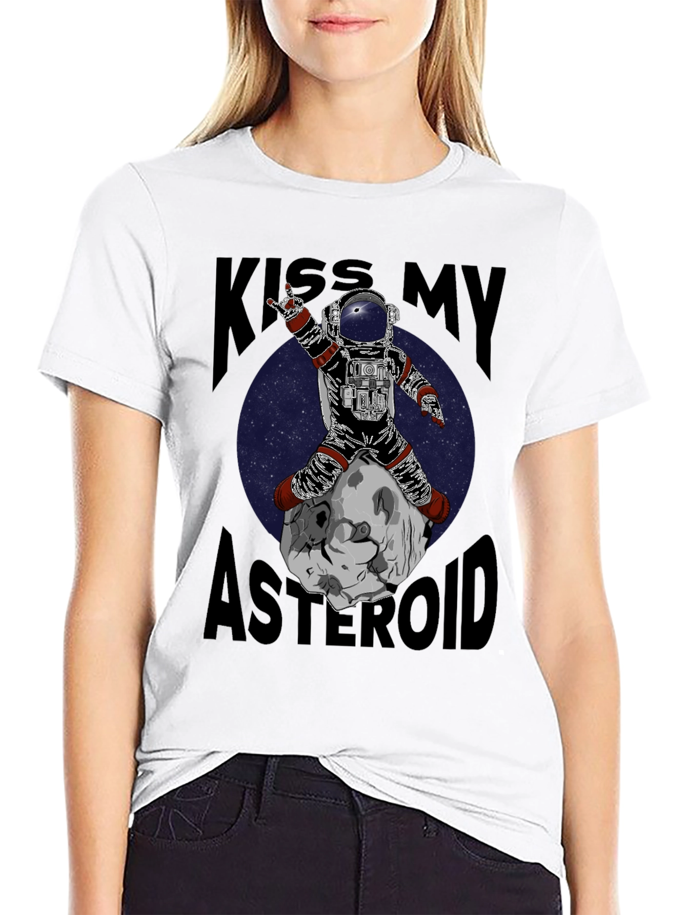 Camiseta Negra con Estampado Astronauta Rockero
