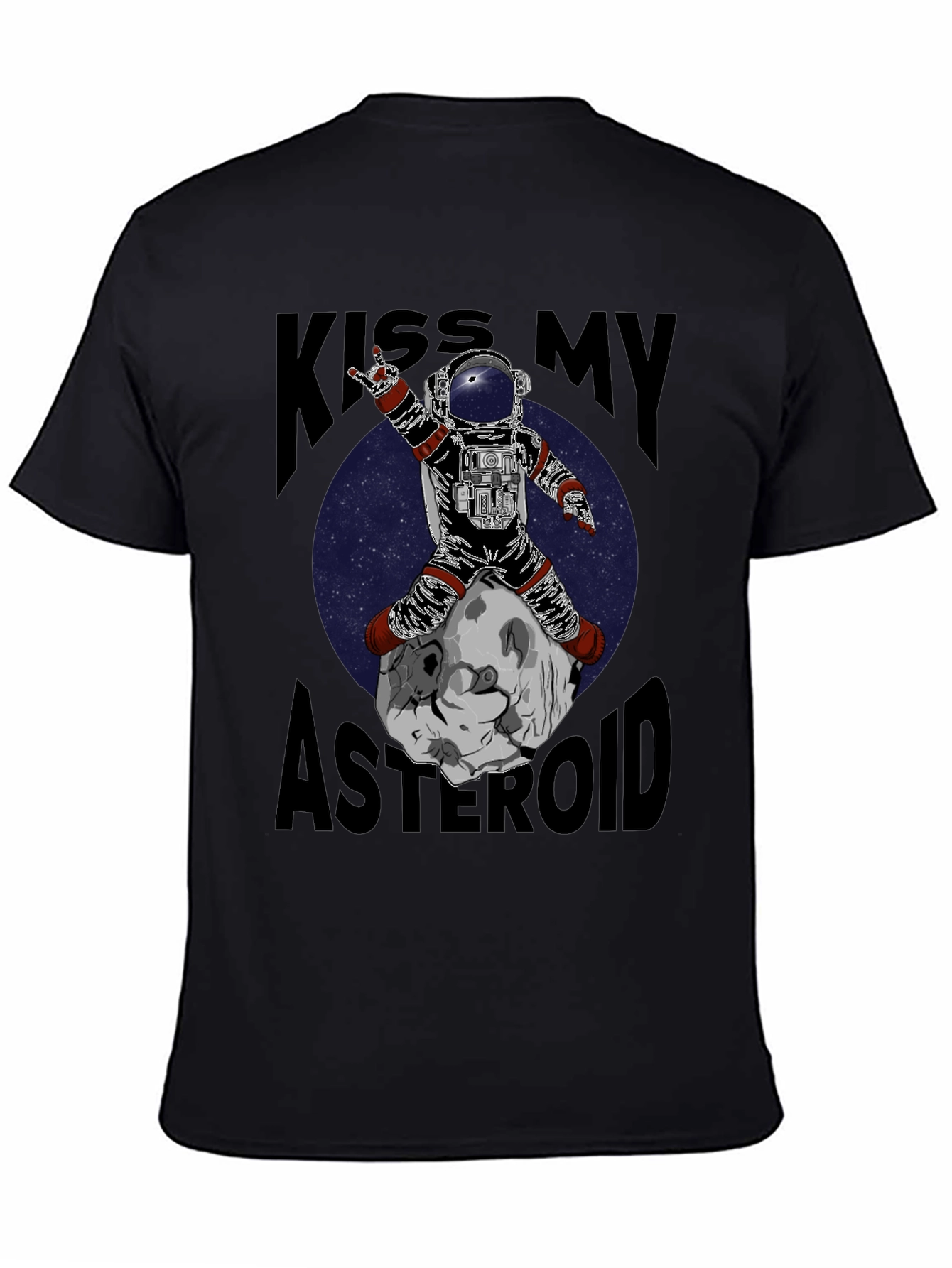 Camiseta Negra con Estampado Astronauta Rockero