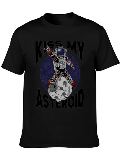 Camiseta Negra con Estampado Astronauta Rockero