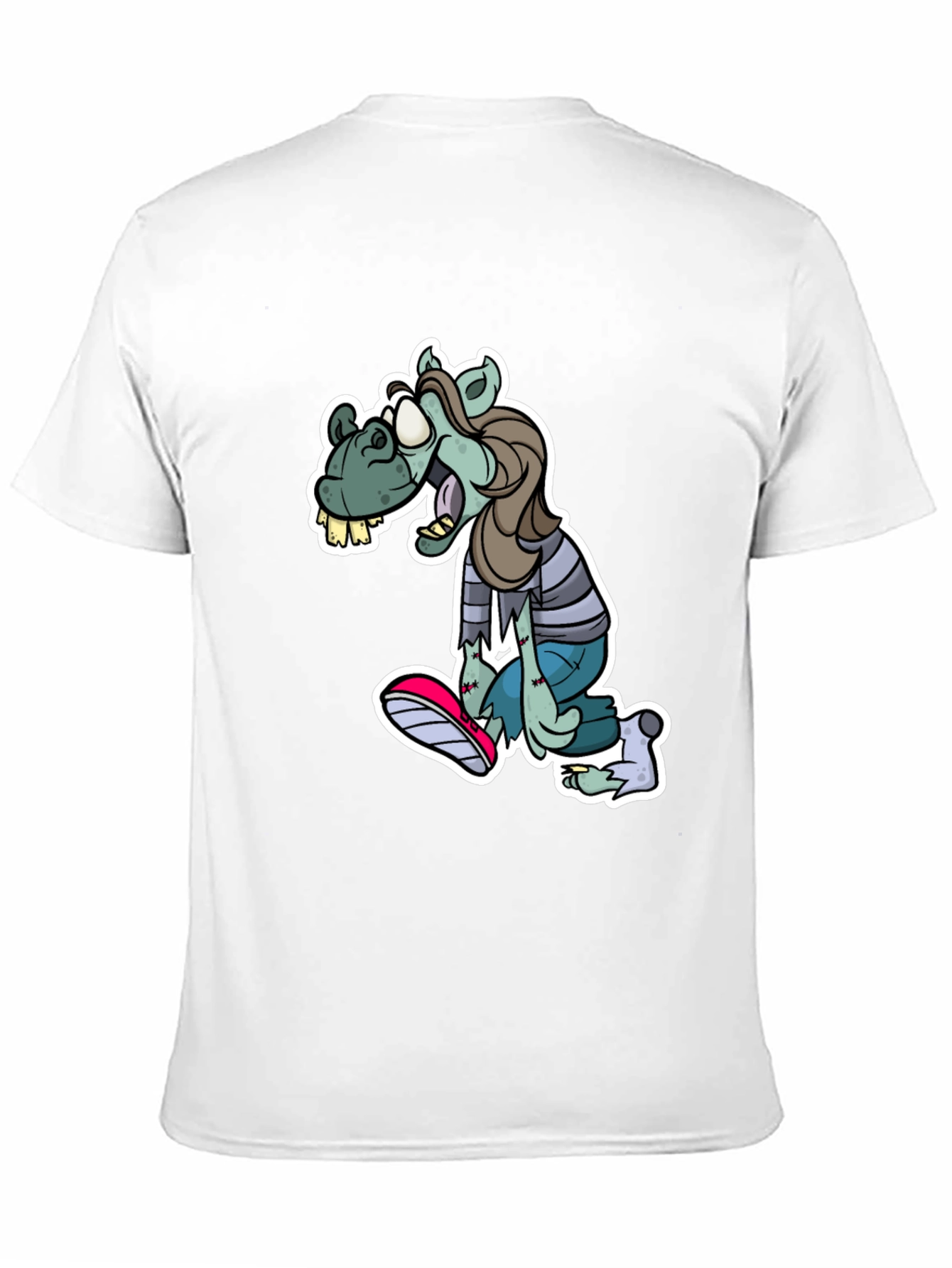 Camiseta Negra Estampada con Zombie Divertido