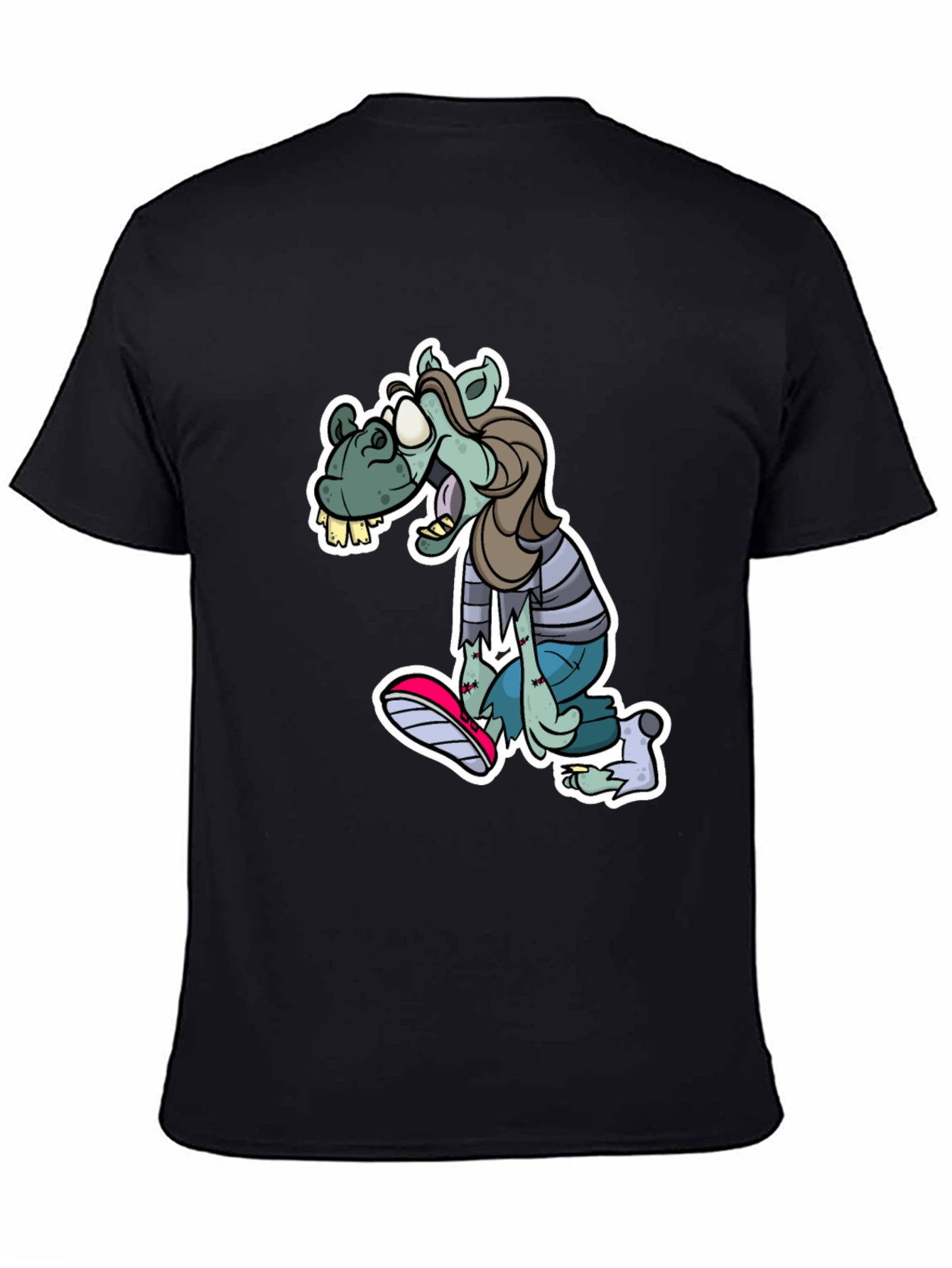 Camiseta Negra Estampada con Zombie Divertido