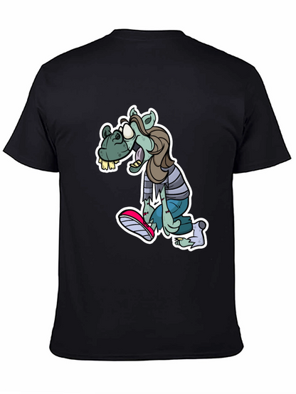 Camiseta Negra Estampada con Zombie Divertido