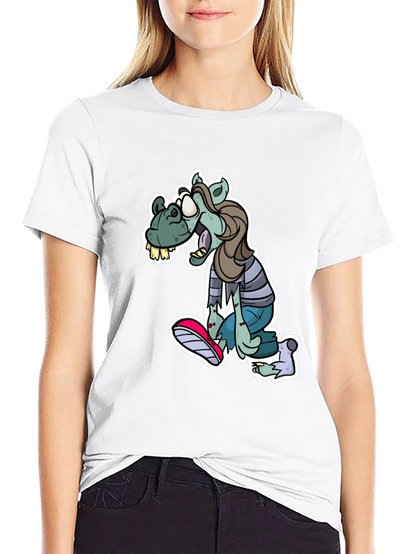 Camiseta Negra Estampada con Zombie Divertido