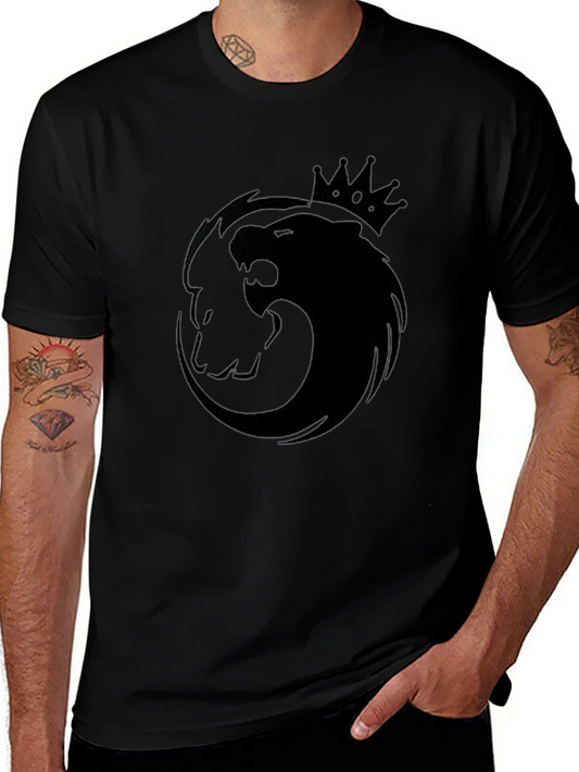 Camiseta Negra León Yin Yang Corona Hombre