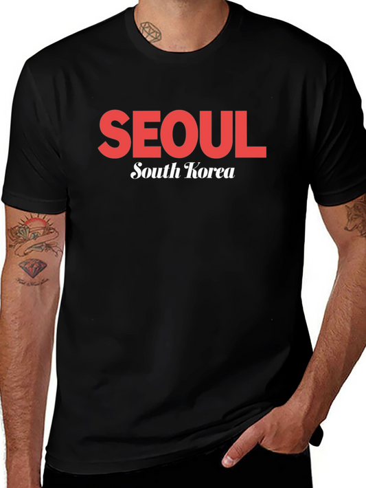 Camiseta Negra Seoul Corea del Sur para Hombre