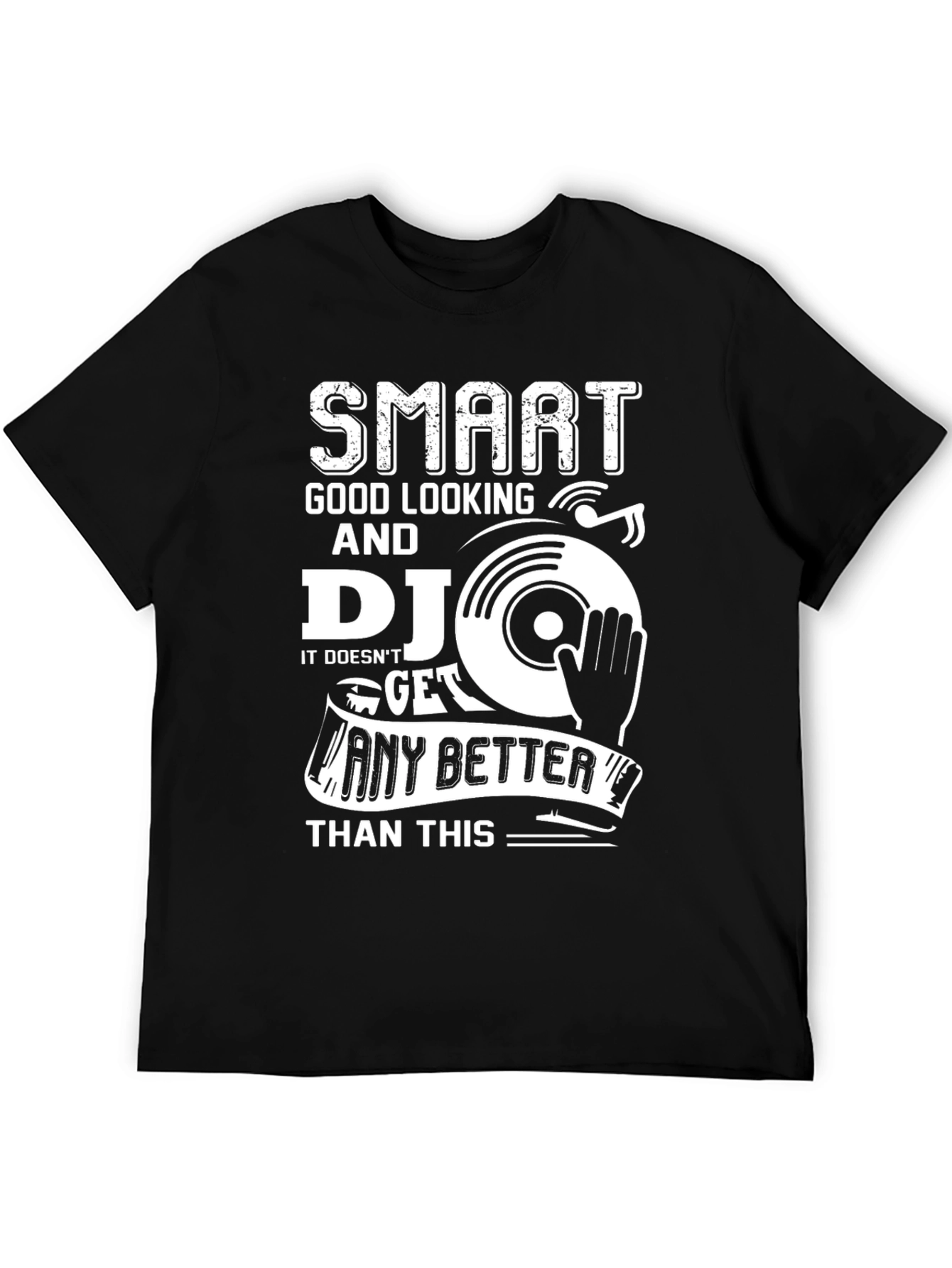 Camiseta Negra Diseño DJ Inteligente y Atractivo