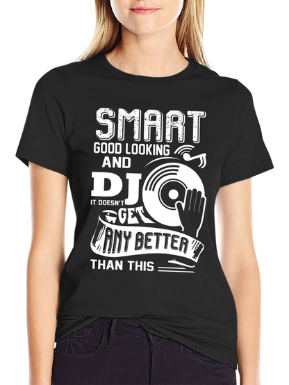 Camiseta Negra Diseño DJ Inteligente y Atractivo
