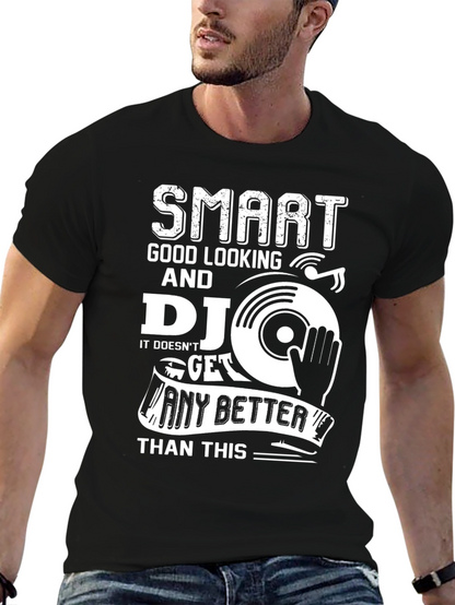 Camiseta Negra Diseño DJ Inteligente y Atractivo