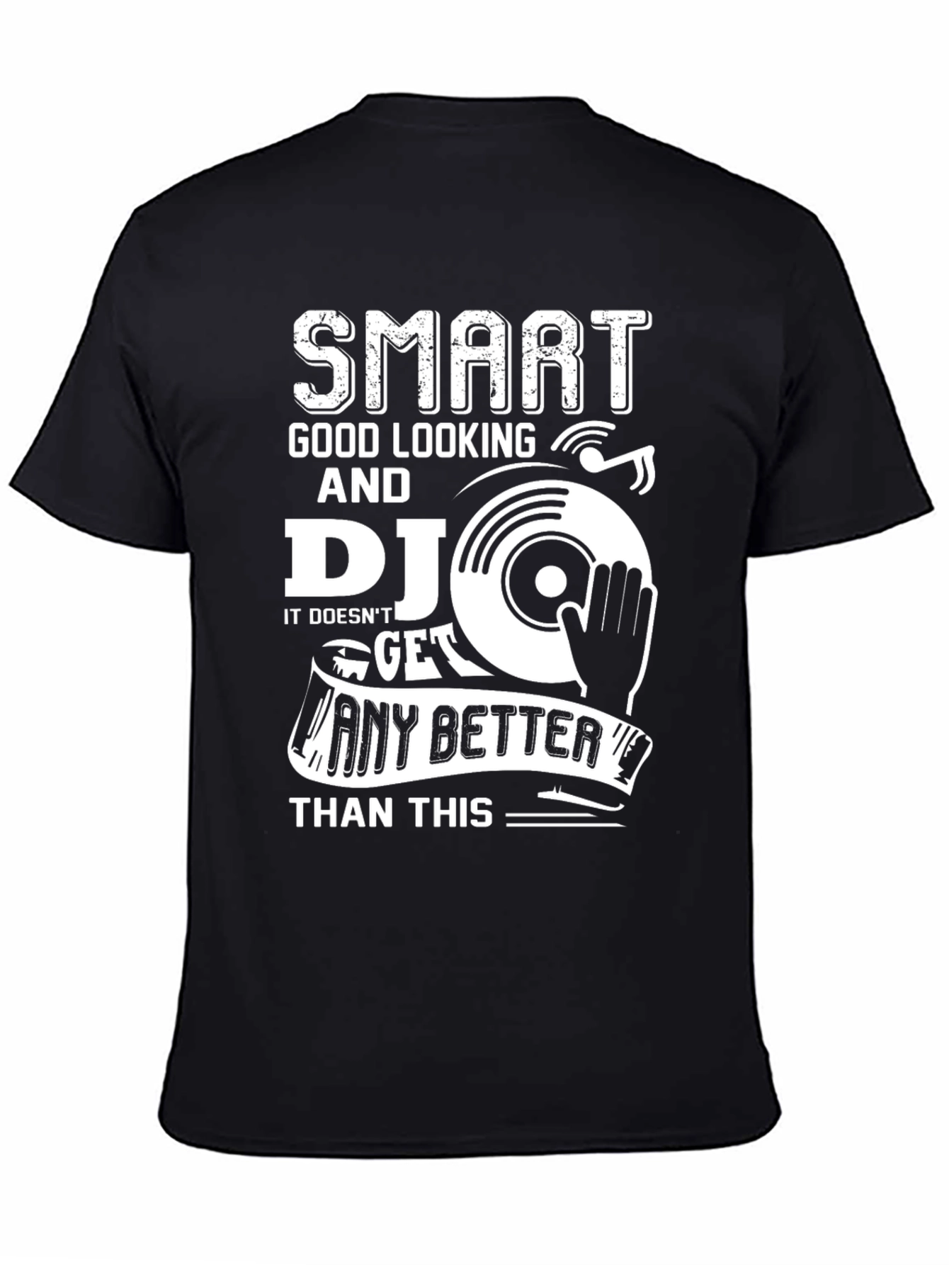 Camiseta Negra Diseño DJ Inteligente y Atractivo