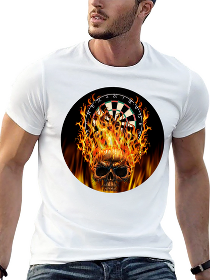 Camiseta Negra Calavera Dardos en Llamas