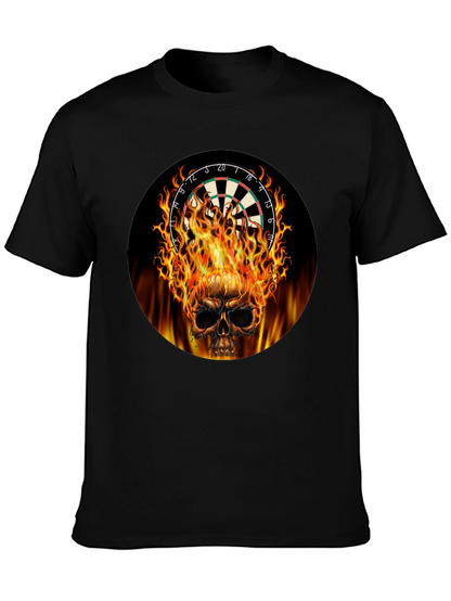 Camiseta Negra Calavera Dardos en Llamas
