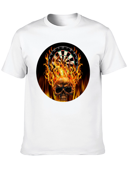 Camiseta Negra Calavera Dardos en Llamas