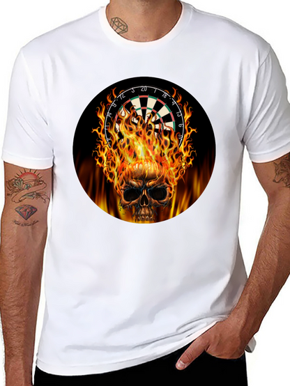 Camiseta Negra Calavera Dardos en Llamas