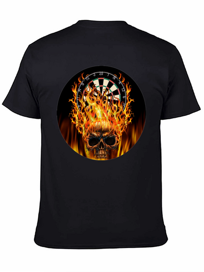 Camiseta Negra Calavera Dardos en Llamas
