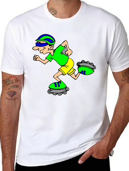 Camiseta Negra con Diseño de Patinador Animado