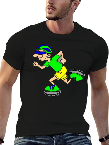 Camiseta Negra con Diseño de Patinador Animado