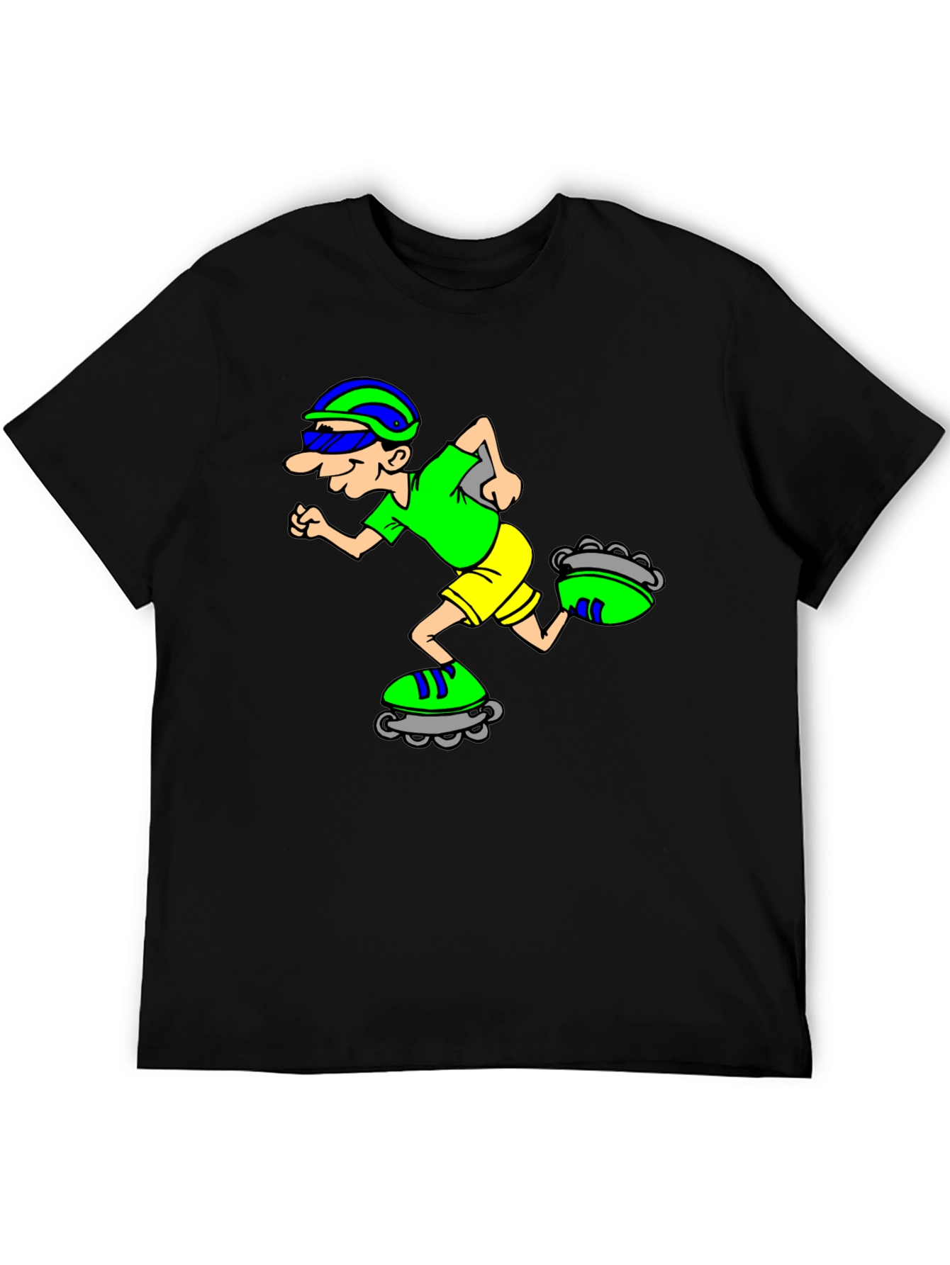 Camiseta Negra con Diseño de Patinador Animado