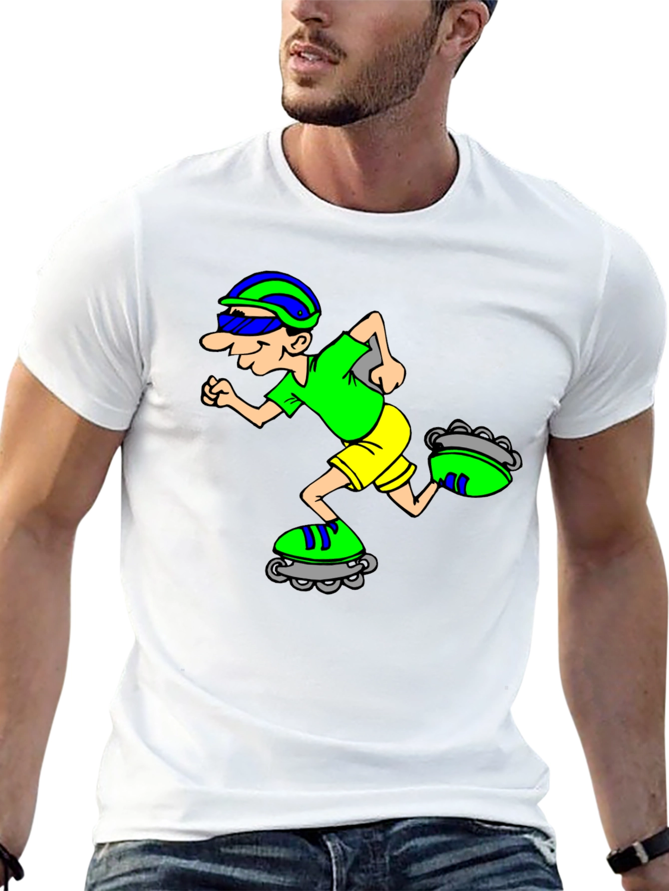 Camiseta Negra con Diseño de Patinador Animado