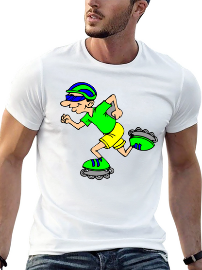 Camiseta Negra con Diseño de Patinador Animado