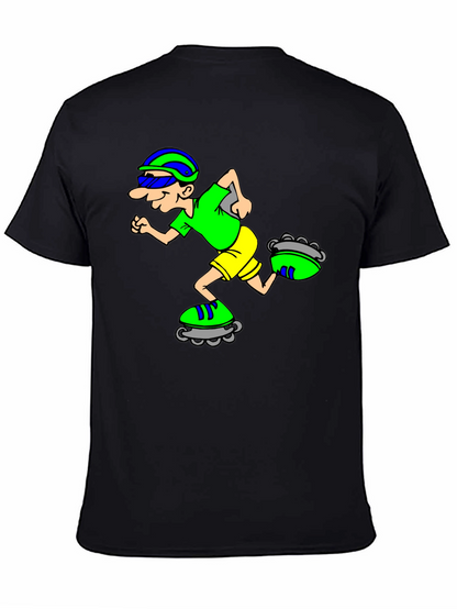 Camiseta Negra con Diseño de Patinador Animado